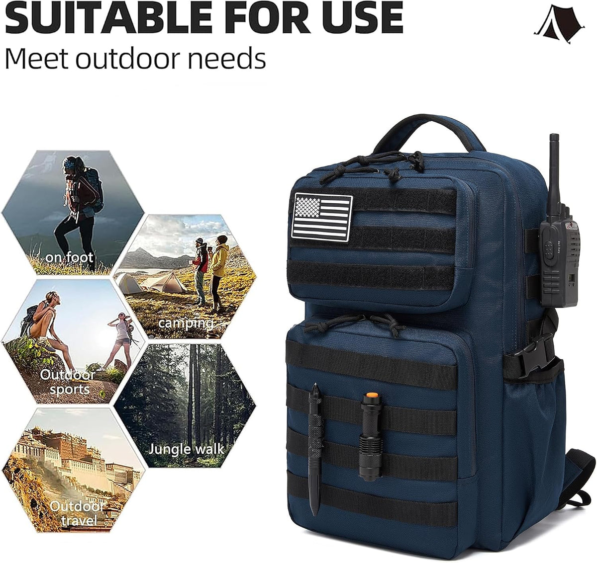Military Tactical Backpack for Men Waterproof Daypack 3 Day Assault Pack Molle Bag with Water Bottle Holder