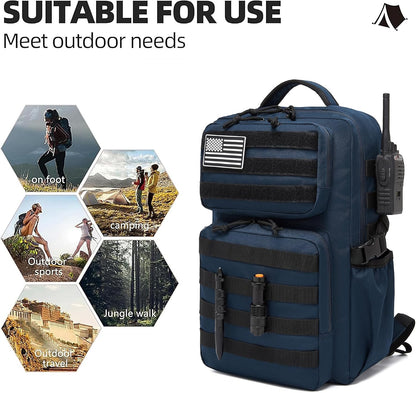 Military Tactical Backpack for Men Waterproof Daypack 3 Day Assault Pack Molle Bag with Water Bottle Holder