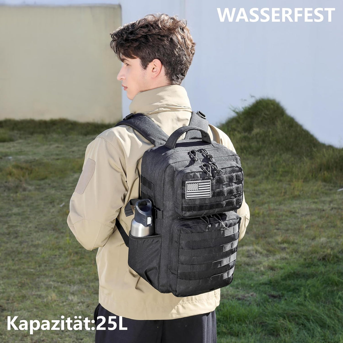 Military Tactical Backpack for Men Waterproof Daypack 3 Day Assault Pack Molle Bag with Water Bottle Holder