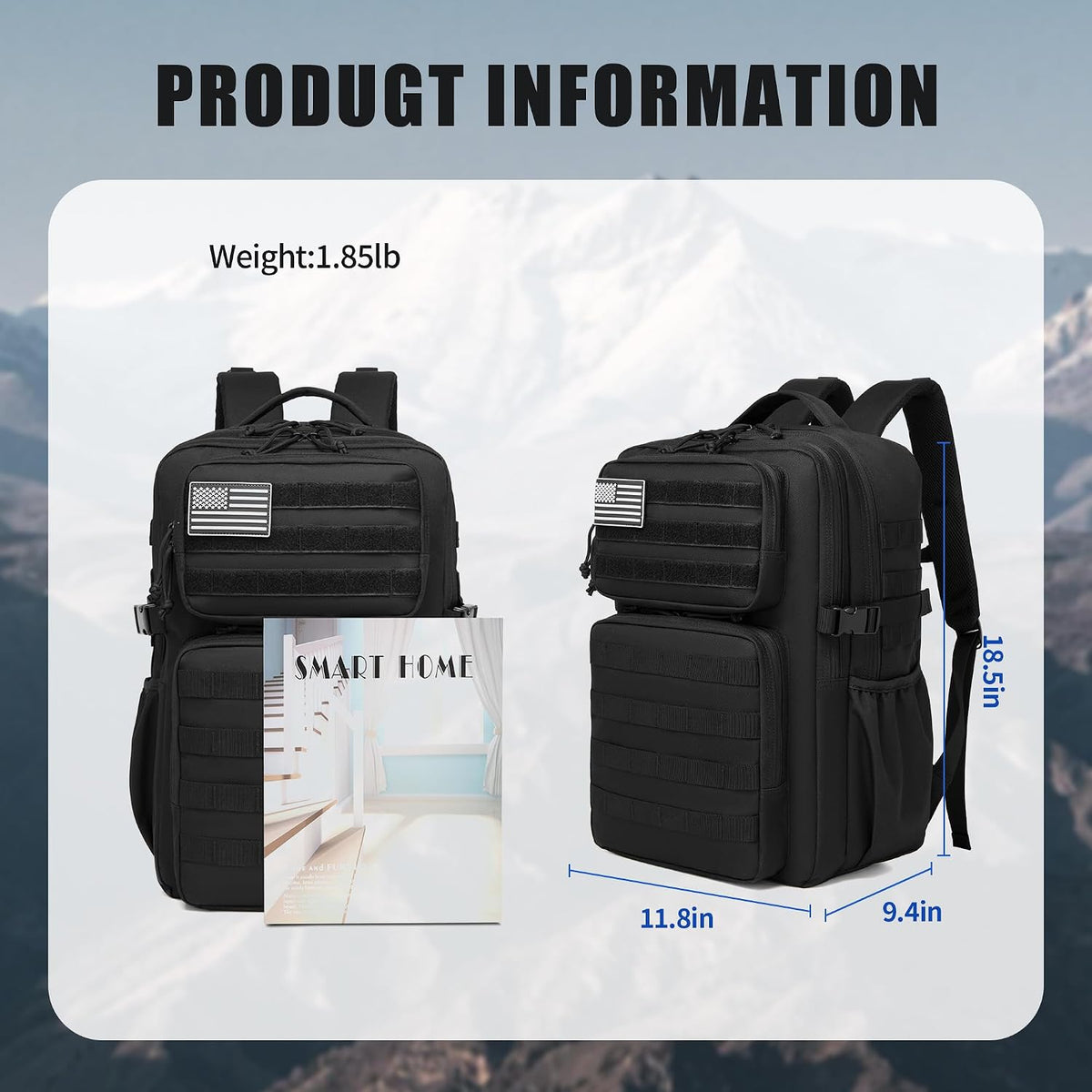 Military Tactical Backpack for Men Waterproof Daypack 3 Day Assault Pack Molle Bag with Water Bottle Holder