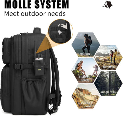 Military Tactical Backpack for Men Waterproof Daypack 3 Day Assault Pack Molle Bag with Water Bottle Holder