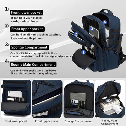 Military Tactical Backpack for Men Waterproof Daypack 3 Day Assault Pack Molle Bag with Water Bottle Holder