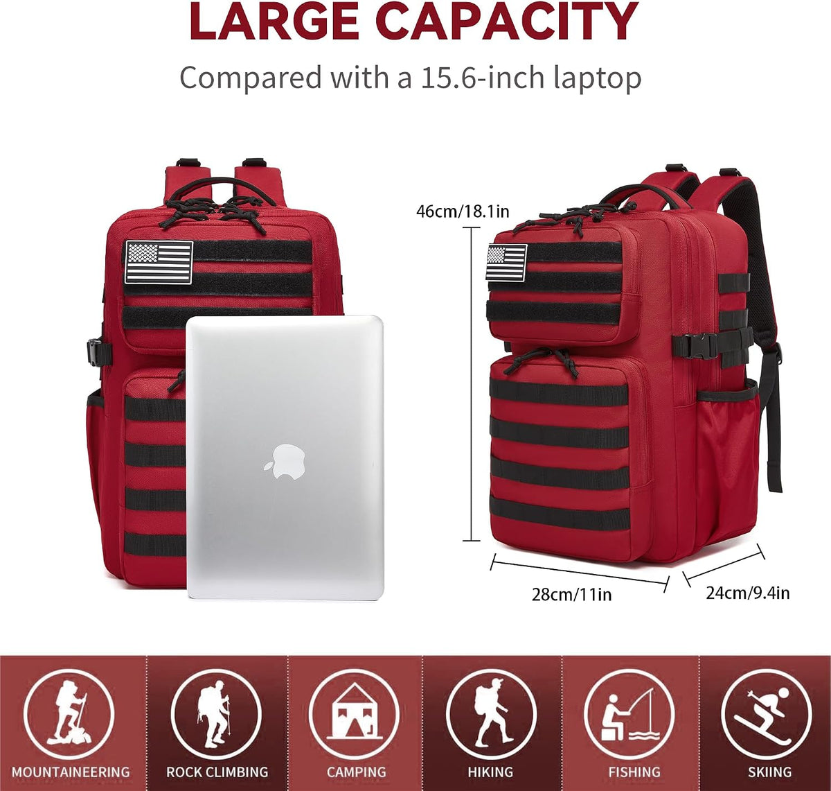 Military Tactical Backpack for Men Waterproof Daypack 3 Day Assault Pack Molle Bag with Water Bottle Holder