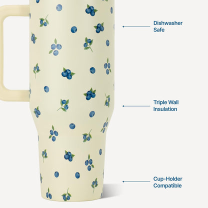 Traveler 40oz, Insulated Tumbler with Handle & Straw, Light Blue