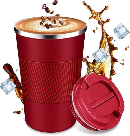 Insulated Travel Coffee Cup with Leak Proof Lid,To Go Camping Stainless Steel Vacuum Coffee Mug, Reusable Coffee Tumblers Hot & Cold Drinks Gifts Multiple Sizes and Colors