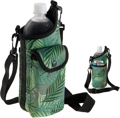 Insulating Neoprene Water Bottle Carrier With Strap and Phone Pocket