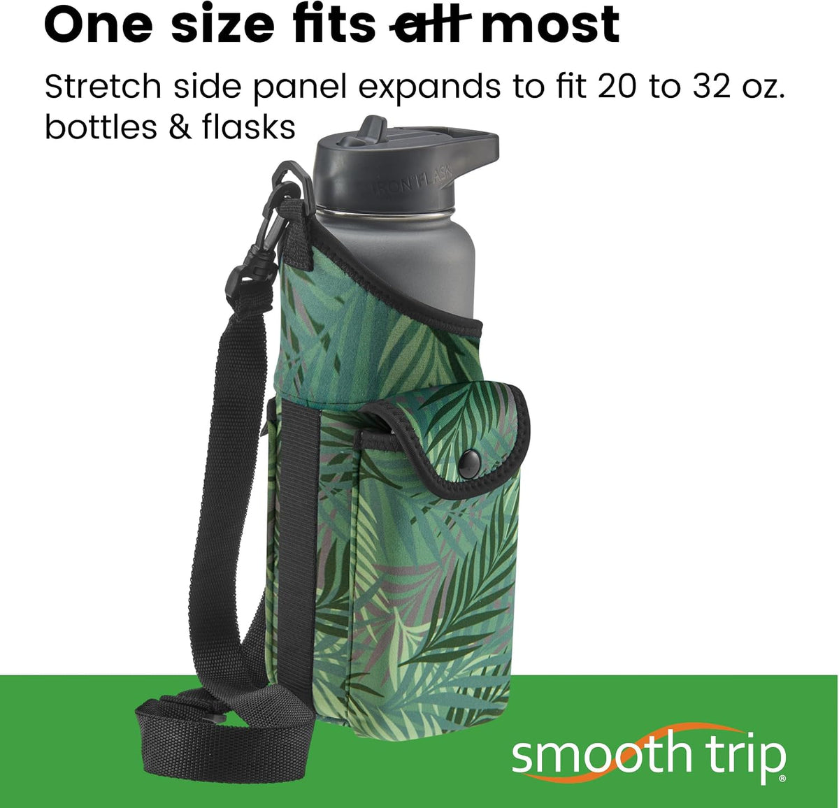 Insulating Neoprene Water Bottle Carrier With Strap and Phone Pocket