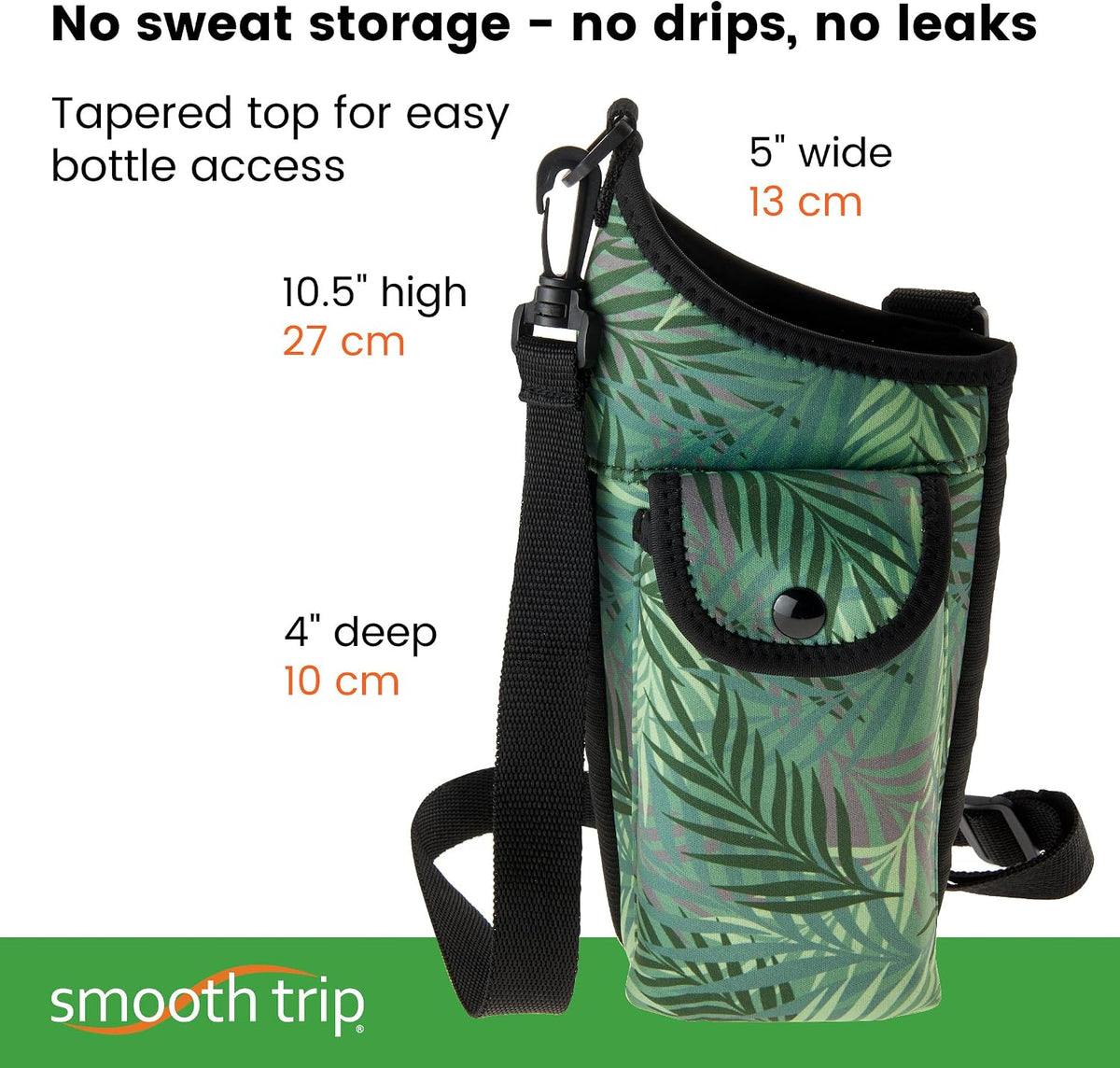 Insulating Neoprene Water Bottle Carrier With Strap and Phone Pocket