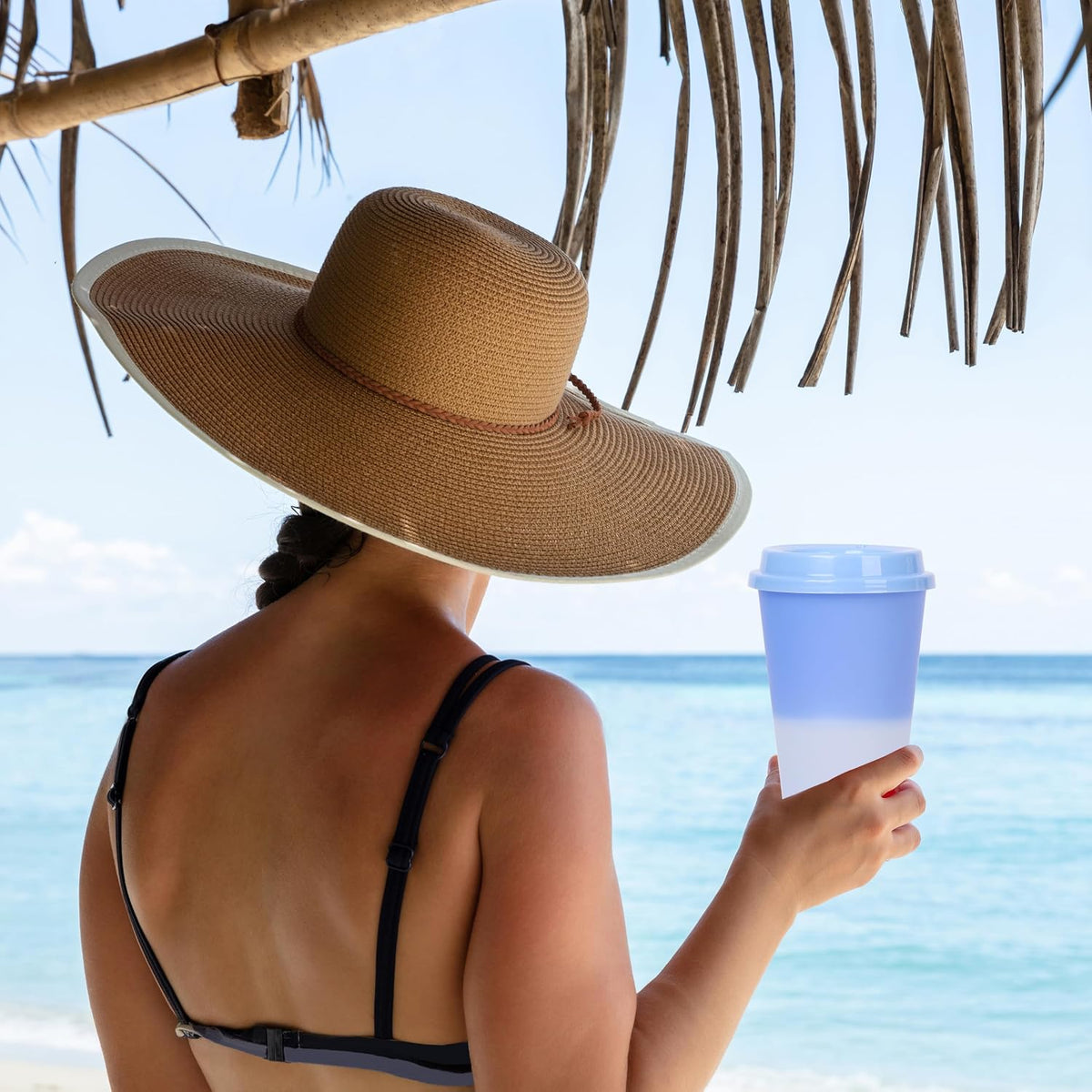 Color Changing Cups, 24oz Plastic Tumblers, Reusable Iced Coffee & Smoothie Cups with Lids and Straws for Parties and Travel (5 Change)