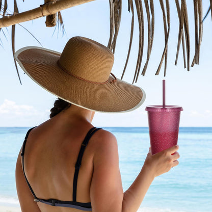 Color Changing Cups, 24oz Plastic Tumblers, Reusable Iced Coffee & Smoothie Cups with Lids and Straws for Parties and Travel (5 Change)