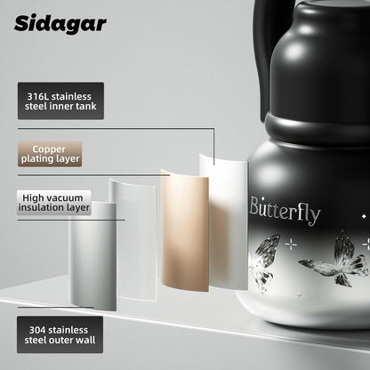 22 oz Leakproof Insulated Water Bottle with Straw & Handle Black
