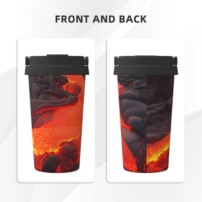 Red Lava Tumbler with Lid and Handle 500ML Stainless Steel Car Cup for Hot and Cold Drinks, Double Wall Insulated Travel Coffee Mug Reusable Drink Thermos Cups Birthday Gifts
