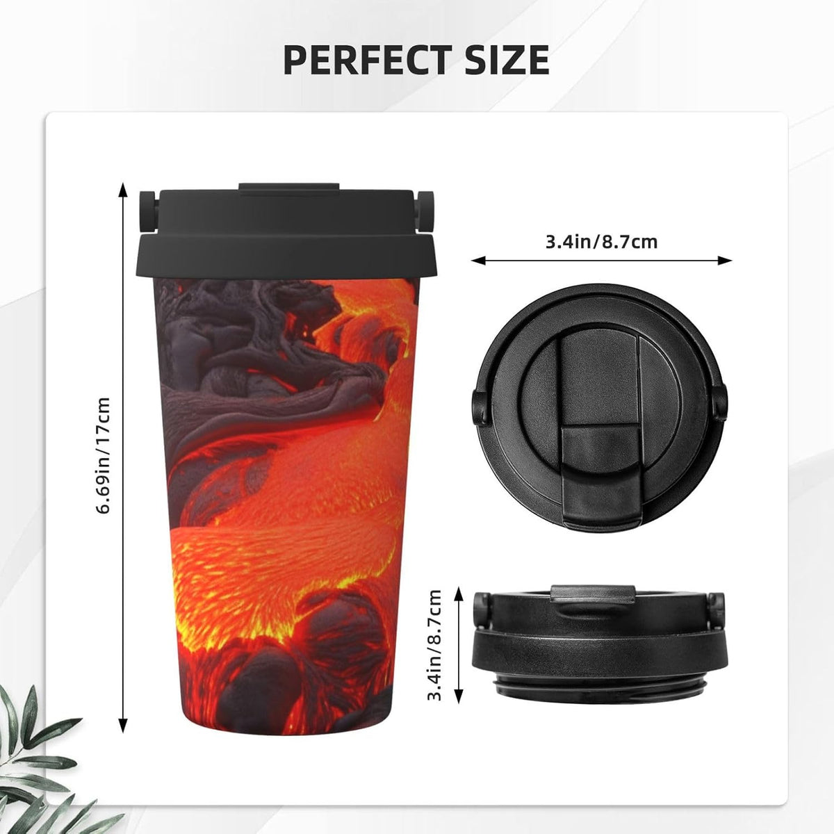 Red Lava Tumbler with Lid and Handle 500ML Stainless Steel Car Cup for Hot and Cold Drinks, Double Wall Insulated Travel Coffee Mug Reusable Drink Thermos Cups Birthday Gifts