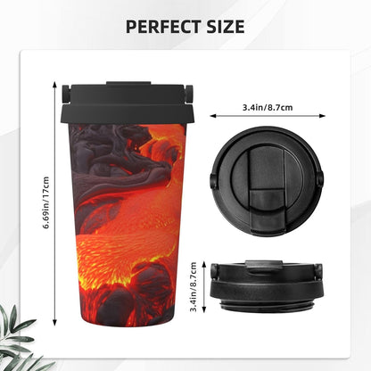 Red Lava Tumbler with Lid and Handle 500ML Stainless Steel Car Cup for Hot and Cold Drinks, Double Wall Insulated Travel Coffee Mug Reusable Drink Thermos Cups Birthday Gifts