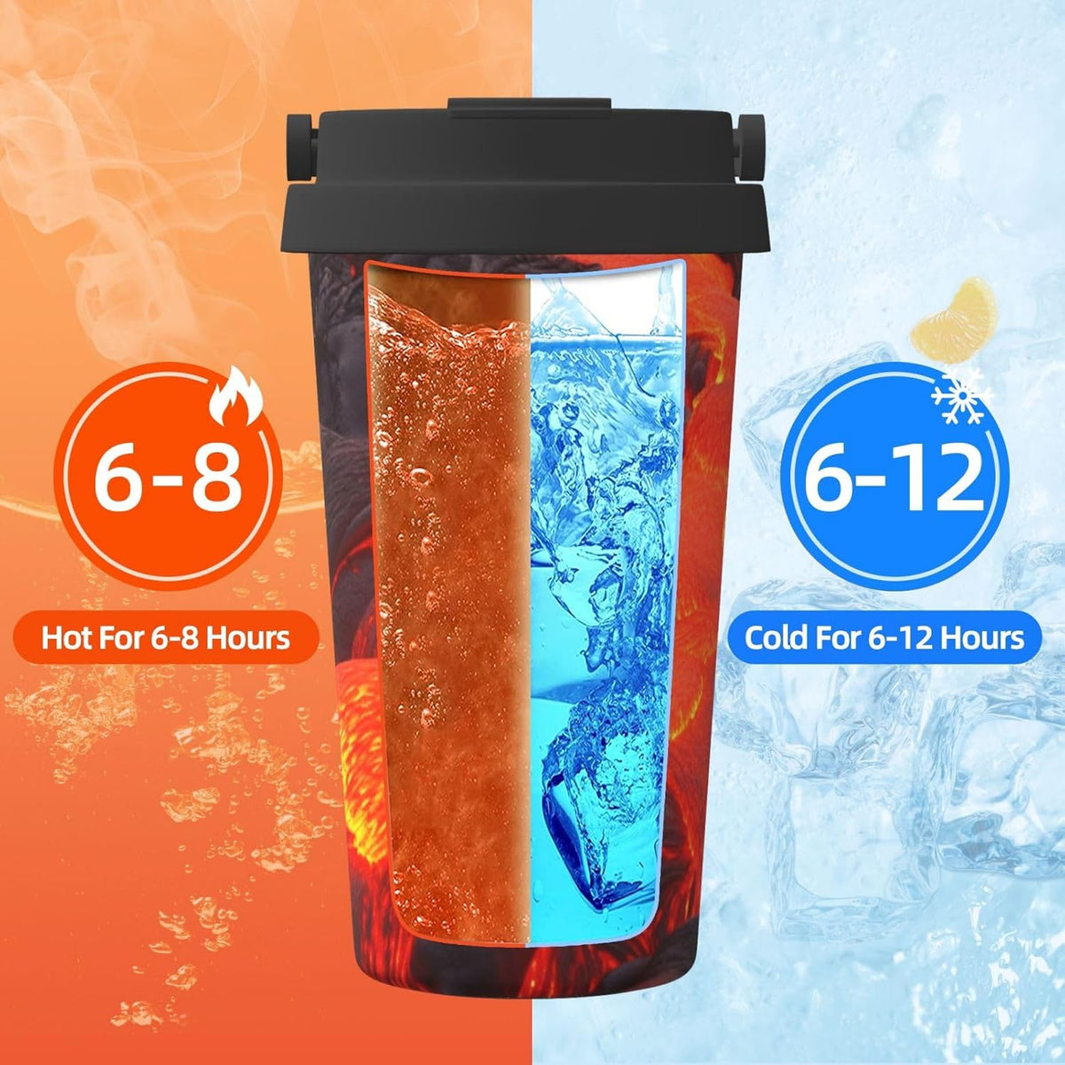 Red Lava Tumbler with Lid and Handle 500ML Stainless Steel Car Cup for Hot and Cold Drinks, Double Wall Insulated Travel Coffee Mug Reusable Drink Thermos Cups Birthday Gifts