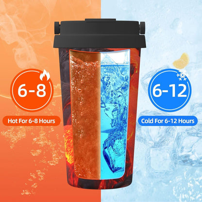Red Lava Tumbler with Lid and Handle 500ML Stainless Steel Car Cup for Hot and Cold Drinks, Double Wall Insulated Travel Coffee Mug Reusable Drink Thermos Cups Birthday Gifts