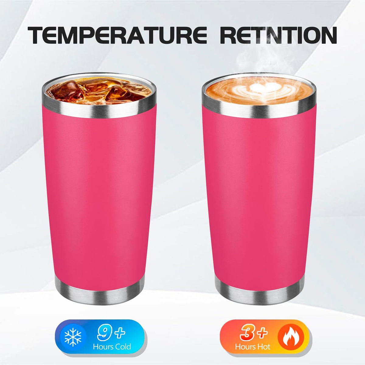 20oz Stainless Steel Travel Coffee Tumbler,Light Pink | Travel Coffee Mug,Spill-proof Lid,Double Wall,BPA-free Travel Cups,Insulated Cup Fits Car Cupholders