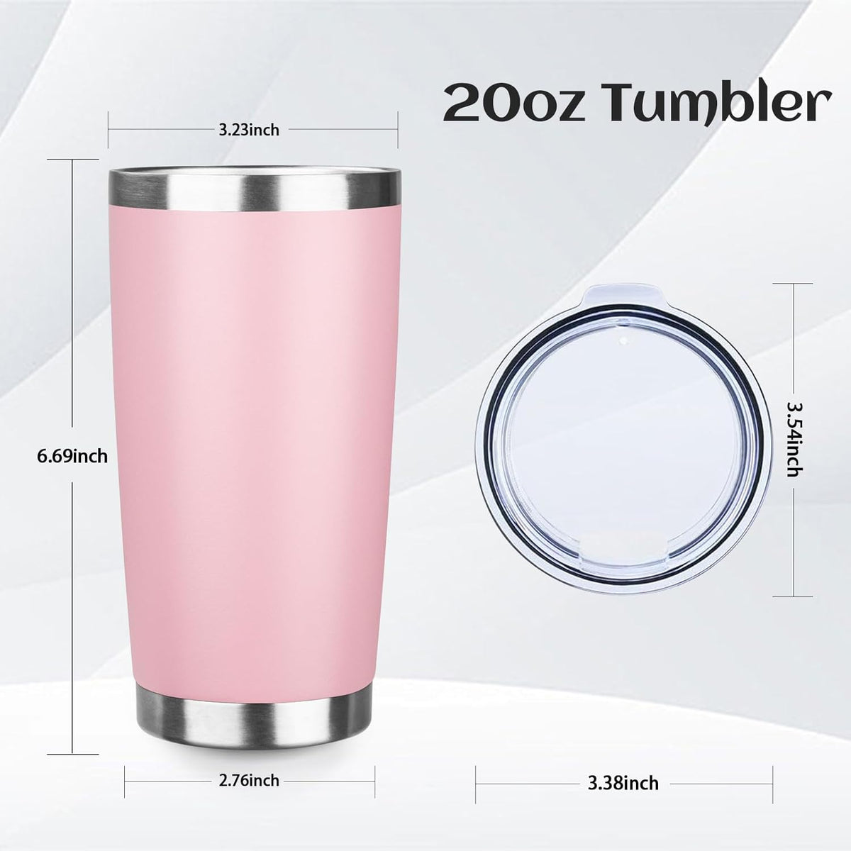 20oz Stainless Steel Travel Coffee Tumbler,Light Pink | Travel Coffee Mug,Spill-proof Lid,Double Wall,BPA-free Travel Cups,Insulated Cup Fits Car Cupholders