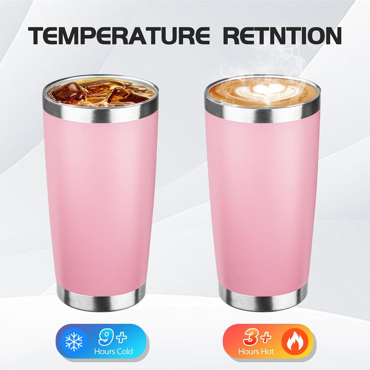 20oz Stainless Steel Travel Coffee Tumbler,Light Pink | Travel Coffee Mug,Spill-proof Lid,Double Wall,BPA-free Travel Cups,Insulated Cup Fits Car Cupholders