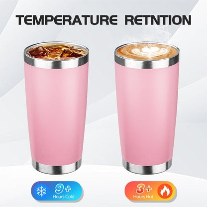 20oz Stainless Steel Travel Coffee Tumbler,Light Pink | Travel Coffee Mug,Spill-proof Lid,Double Wall,BPA-free Travel Cups,Insulated Cup Fits Car Cupholders
