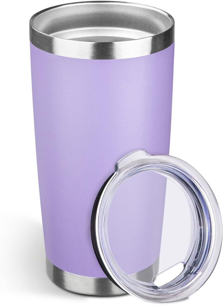 20oz Stainless Steel Travel Coffee Tumbler,Light Pink | Travel Coffee Mug,Spill-proof Lid,Double Wall,BPA-free Travel Cups,Insulated Cup Fits Car Cupholders