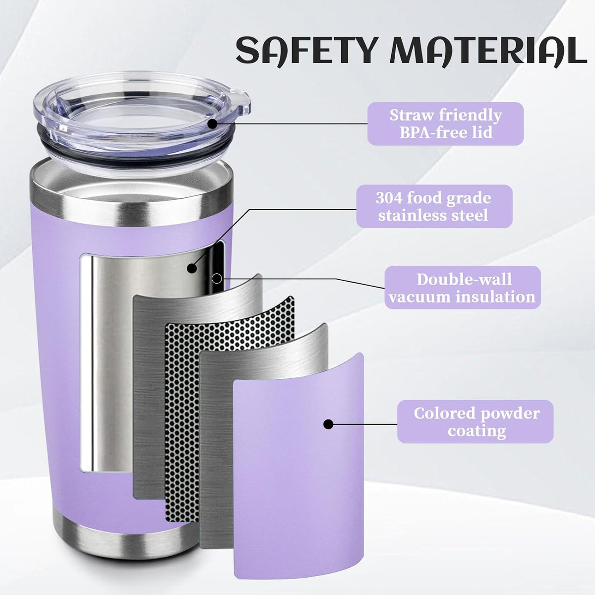 20oz Stainless Steel Travel Coffee Tumbler,Light Pink | Travel Coffee Mug,Spill-proof Lid,Double Wall,BPA-free Travel Cups,Insulated Cup Fits Car Cupholders