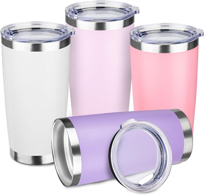 20oz Stainless Steel Travel Coffee Tumbler,Light Pink | Travel Coffee Mug,Spill-proof Lid,Double Wall,BPA-free Travel Cups,Insulated Cup Fits Car Cupholders