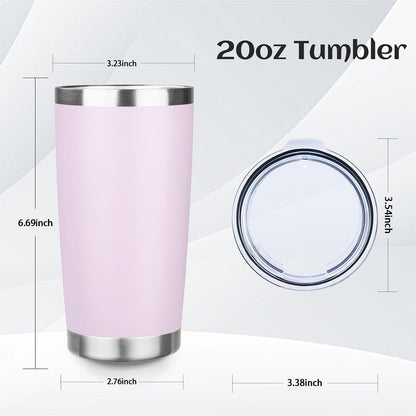 20oz Stainless Steel Travel Coffee Tumbler,Light Pink | Travel Coffee Mug,Spill-proof Lid,Double Wall,BPA-free Travel Cups,Insulated Cup Fits Car Cupholders