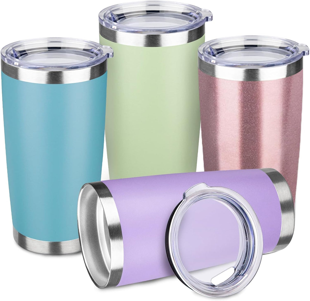 20oz Stainless Steel Travel Coffee Tumbler,Light Pink | Travel Coffee Mug,Spill-proof Lid,Double Wall,BPA-free Travel Cups,Insulated Cup Fits Car Cupholders