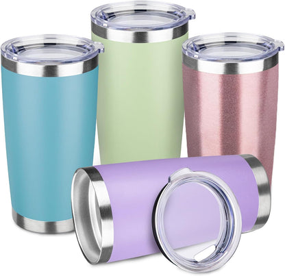 20oz Stainless Steel Travel Coffee Tumbler,Light Pink | Travel Coffee Mug,Spill-proof Lid,Double Wall,BPA-free Travel Cups,Insulated Cup Fits Car Cupholders