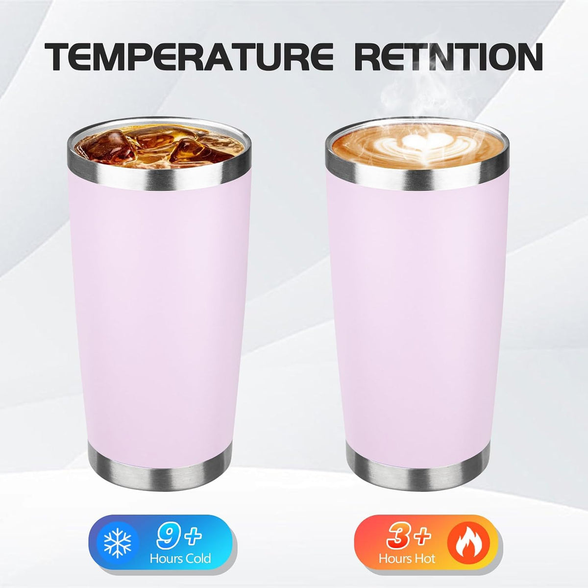 20oz Stainless Steel Travel Coffee Tumbler,Light Pink | Travel Coffee Mug,Spill-proof Lid,Double Wall,BPA-free Travel Cups,Insulated Cup Fits Car Cupholders