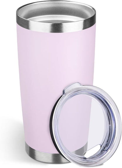 20oz Stainless Steel Travel Coffee Tumbler,Light Pink | Travel Coffee Mug,Spill-proof Lid,Double Wall,BPA-free Travel Cups,Insulated Cup Fits Car Cupholders