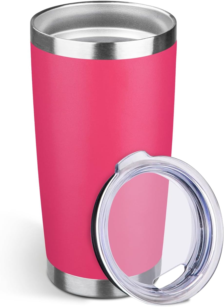 20oz Stainless Steel Travel Coffee Tumbler,Light Pink | Travel Coffee Mug,Spill-proof Lid,Double Wall,BPA-free Travel Cups,Insulated Cup Fits Car Cupholders