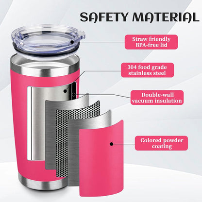20oz Stainless Steel Travel Coffee Tumbler,Light Pink | Travel Coffee Mug,Spill-proof Lid,Double Wall,BPA-free Travel Cups,Insulated Cup Fits Car Cupholders
