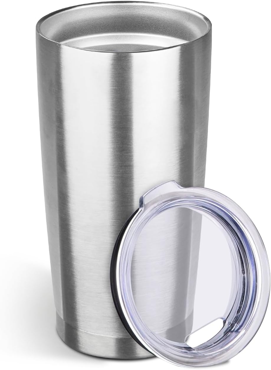 20oz Stainless Steel Travel Coffee Tumbler,Light Pink | Travel Coffee Mug,Spill-proof Lid,Double Wall,BPA-free Travel Cups,Insulated Cup Fits Car Cupholders
