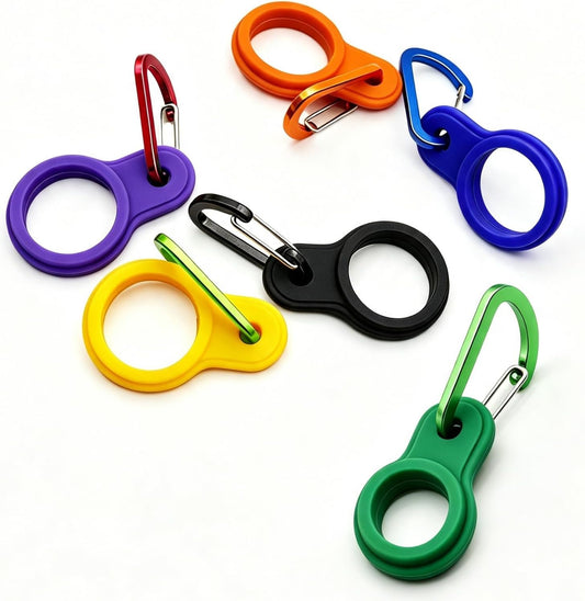 6 Pcs Silicone Water Bottle Buckle with Carabiner Clip Portable Secure Bottle Holder Water Bottle Hanging Rings Silicone Water Bottle Buckle Portable Hiking Camping Water Bottle Accessories