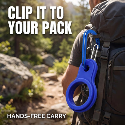 6 Pcs Silicone Water Bottle Buckle with Carabiner Clip Portable Secure Bottle Holder Water Bottle Hanging Rings Silicone Water Bottle Buckle Portable Hiking Camping Water Bottle Accessories