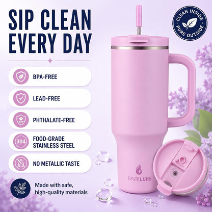 40 oz Tumbler with Handle & Straw 100% Leakproof & Insulated