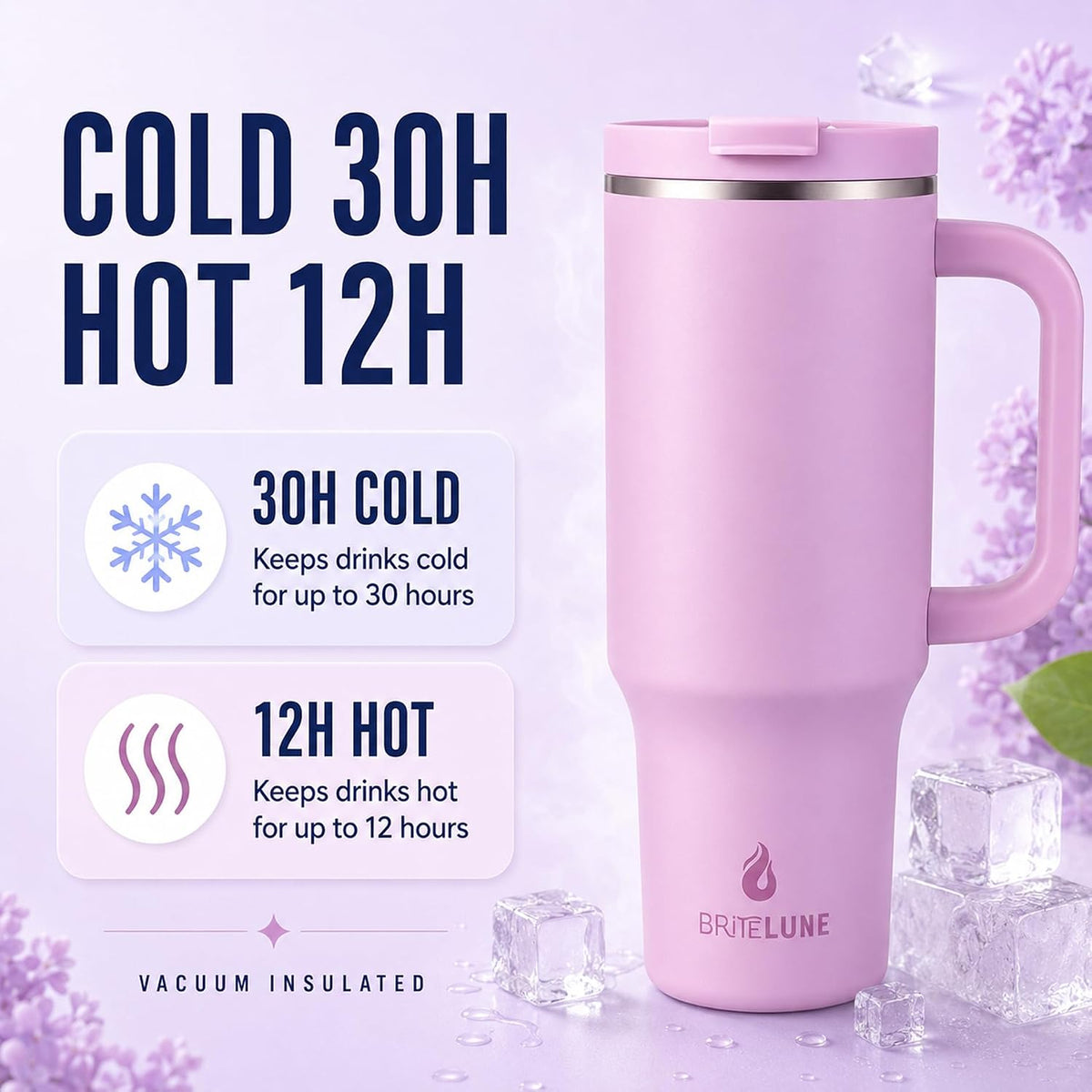 40 oz Tumbler with Handle & Straw 100% Leakproof & Insulated