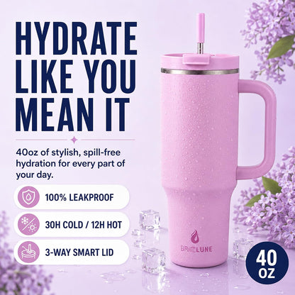 40 oz Tumbler with Handle & Straw 100% Leakproof & Insulated