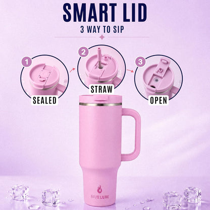 40 oz Tumbler with Handle & Straw 100% Leakproof & Insulated