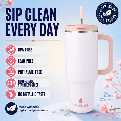 40 oz Tumbler with Handle & Straw 100% Leakproof & Insulated