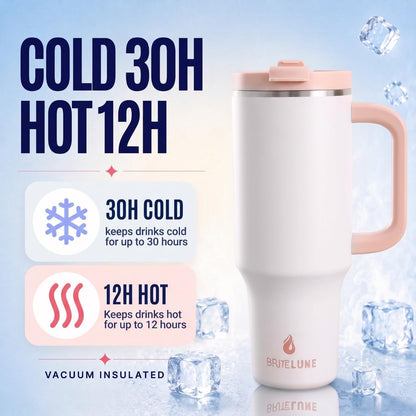 40 oz Tumbler with Handle & Straw 100% Leakproof & Insulated