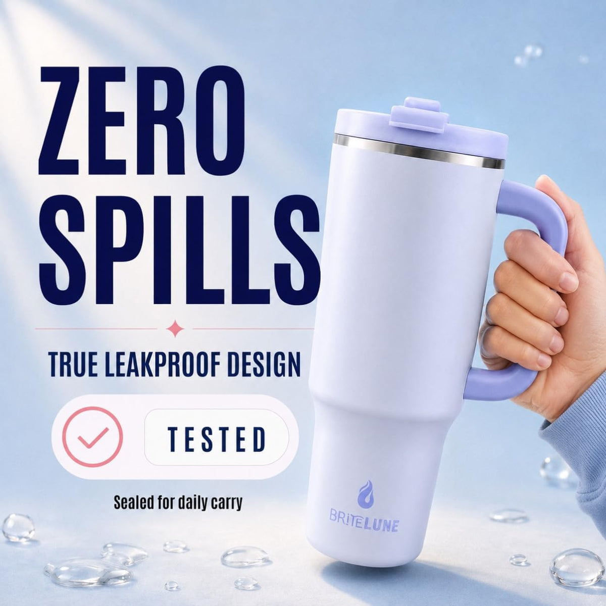 40 oz Tumbler with Handle & Straw 100% Leakproof & Insulated