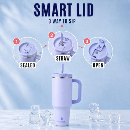 40 oz Tumbler with Handle & Straw 100% Leakproof & Insulated
