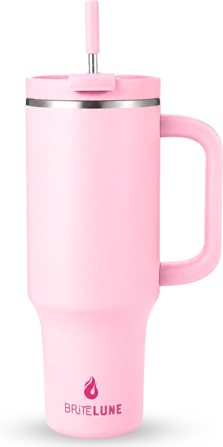 40 oz Tumbler with Handle & Straw 100% Leakproof & Insulated