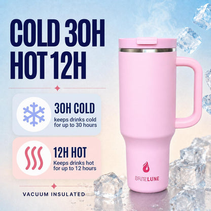 40 oz Tumbler with Handle & Straw 100% Leakproof & Insulated
