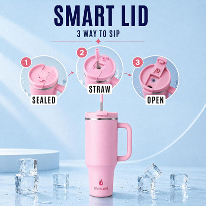 40 oz Tumbler with Handle & Straw 100% Leakproof & Insulated