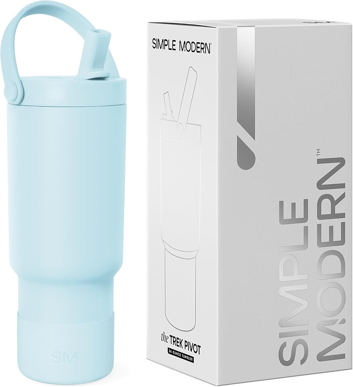 Trek Pivot | 24oz Kids Flip Straw Tumbler with Handle and Silicone Boot | Insulated Water Bottle Stainless Steel Cup | School Travel Jug | Seaside