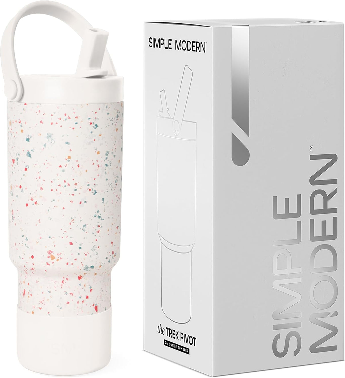 Trek Pivot | 24oz Kids Flip Straw Tumbler with Handle and Silicone Boot | Insulated Water Bottle Stainless Steel Cup | School Travel Jug | Seaside